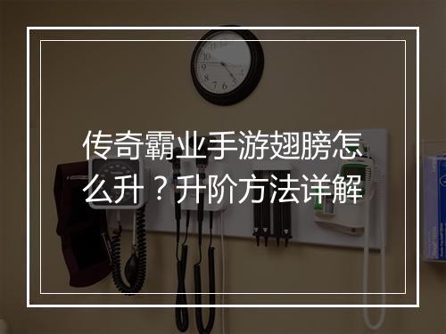 传奇霸业手游翅膀怎么升？升阶方法详解