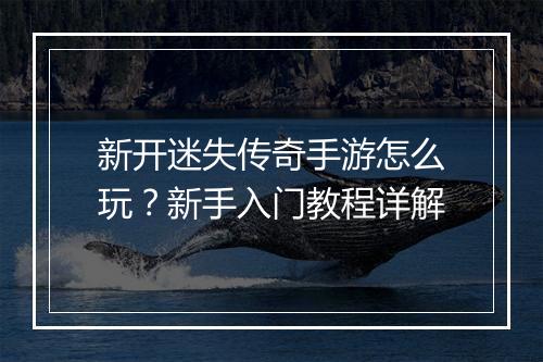 新开迷失传奇手游怎么玩？新手入门教程详解