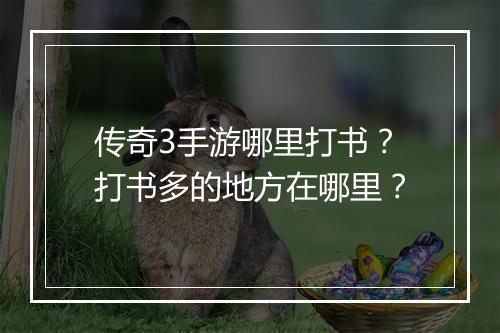 传奇3手游哪里打书？打书多的地方在哪里？