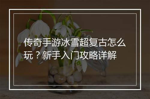 传奇手游冰雪超复古怎么玩？新手入门攻略详解