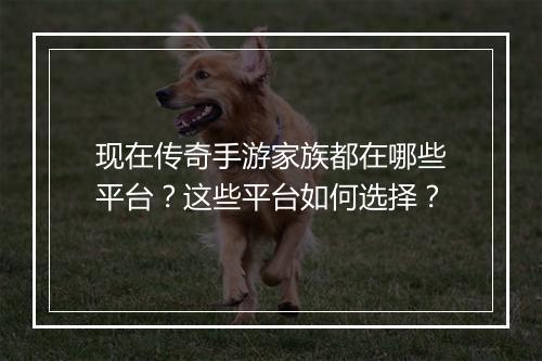 现在传奇手游家族都在哪些平台？这些平台如何选择？