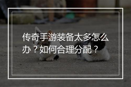 传奇手游装备太多怎么办？如何合理分配？