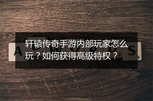 轩辕传奇手游内部玩家怎么玩？如何获得高级特权？