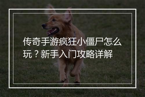 传奇手游疯狂小僵尸怎么玩？新手入门攻略详解