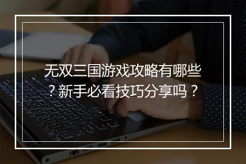 无双三国游戏攻略有哪些？新手必看技巧分享吗？