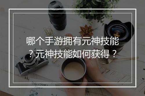 哪个手游拥有元神技能？元神技能如何获得？