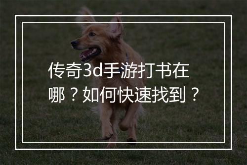 传奇3d手游打书在哪？如何快速找到？