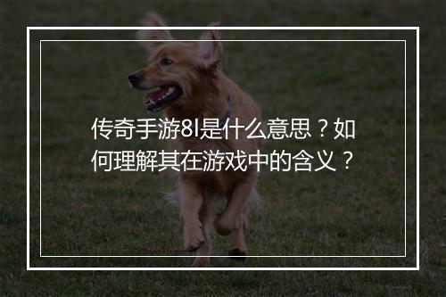 传奇手游8l是什么意思？如何理解其在游戏中的含义？