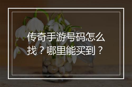传奇手游号码怎么找？哪里能买到？
