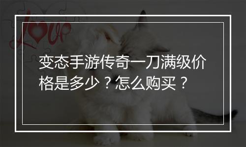 变态手游传奇一刀满级价格是多少？怎么购买？