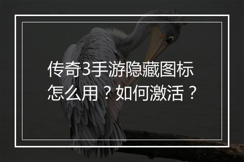 传奇3手游隐藏图标怎么用？如何激活？