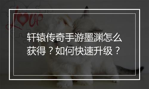 轩辕传奇手游墨渊怎么获得？如何快速升级？
