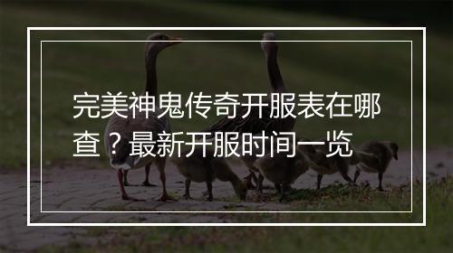 完美神鬼传奇开服表在哪查？最新开服时间一览