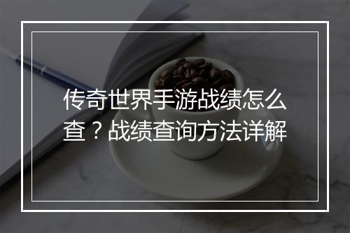 传奇世界手游战绩怎么查？战绩查询方法详解