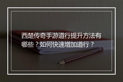 西楚传奇手游道行提升方法有哪些？如何快速增加道行？