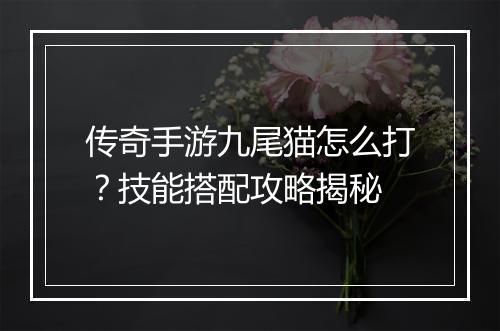 传奇手游九尾猫怎么打？技能搭配攻略揭秘