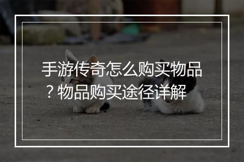 手游传奇怎么购买物品？物品购买途径详解