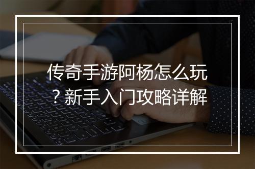 传奇手游阿杨怎么玩？新手入门攻略详解