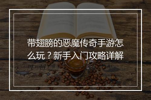 带翅膀的恶魔传奇手游怎么玩？新手入门攻略详解