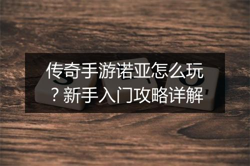 传奇手游诺亚怎么玩?新手入门攻略详解