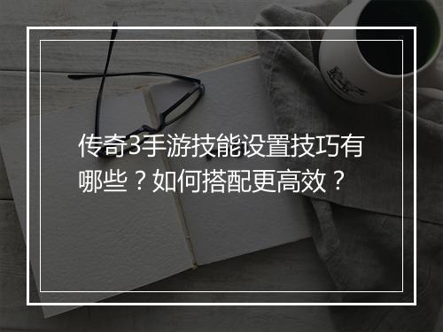 传奇3手游技能设置技巧有哪些？如何搭配更高效？