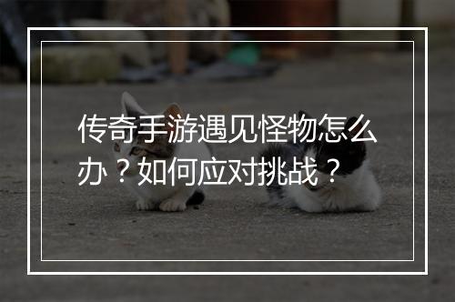 传奇手游遇见怪物怎么办？如何应对挑战？