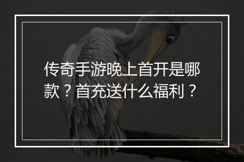 传奇手游晚上首开是哪款？首充送什么福利？