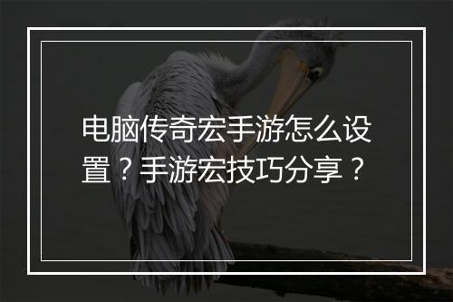 电脑传奇宏手游怎么设置？手游宏技巧分享？
