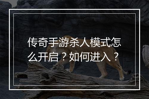 传奇手游杀人模式怎么开启？如何进入？