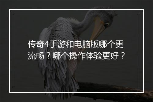 传奇4手游和电脑版哪个更流畅？哪个操作体验更好？