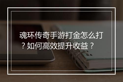 魂环传奇手游打金怎么打？如何高效提升收益？