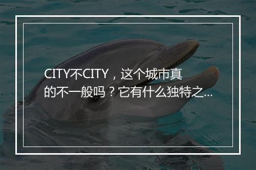 CITY不CITY，这个城市真的不一般吗？它有什么独特之处？