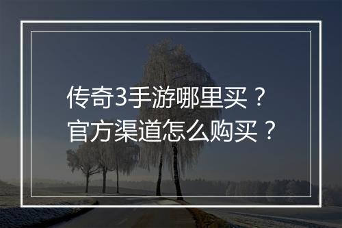 传奇3手游哪里买？官方渠道怎么购买？