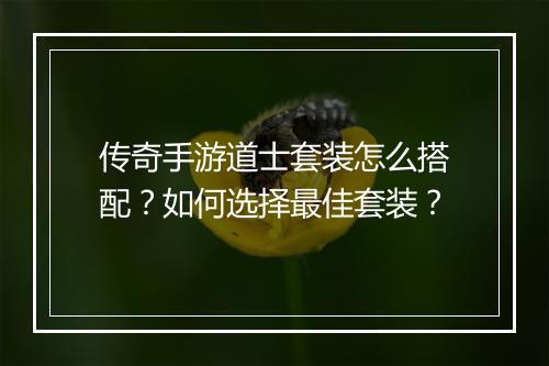 传奇手游道士套装怎么搭配？如何选择最佳套装？