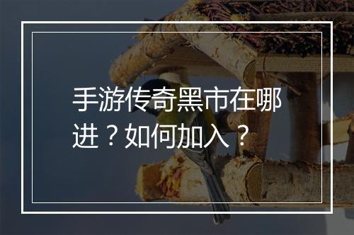手游传奇黑市在哪进？如何加入？