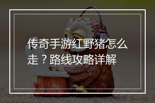 传奇手游红野猪怎么走？路线攻略详解