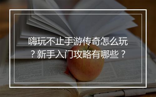 嗨玩不止手游传奇怎么玩？新手入门攻略有哪些？