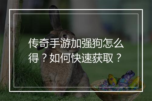传奇手游加强狗怎么得？如何快速获取？