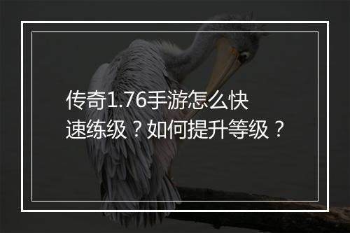 传奇1.76手游怎么快速练级？如何提升等级？