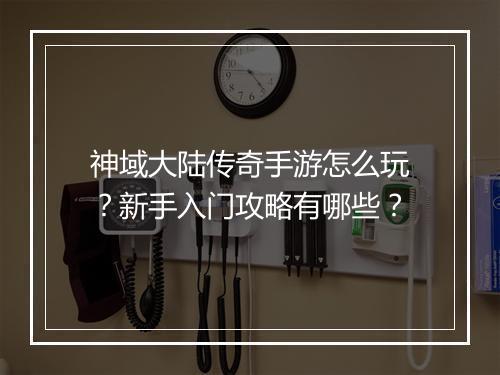 神域大陆传奇手游怎么玩？新手入门攻略有哪些？