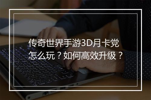 传奇世界手游3D月卡党怎么玩？如何高效升级？