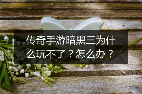 传奇手游暗黑三为什么玩不了？怎么办？