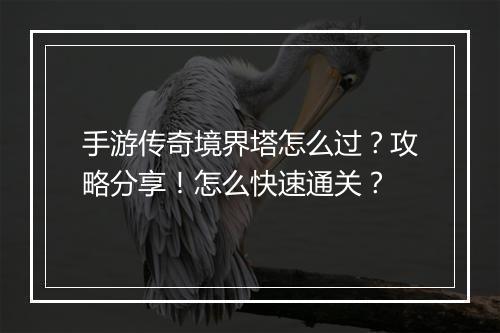 手游传奇境界塔怎么过？攻略分享！怎么快速通关？