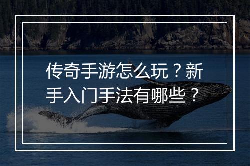 传奇手游怎么玩？新手入门手法有哪些？
