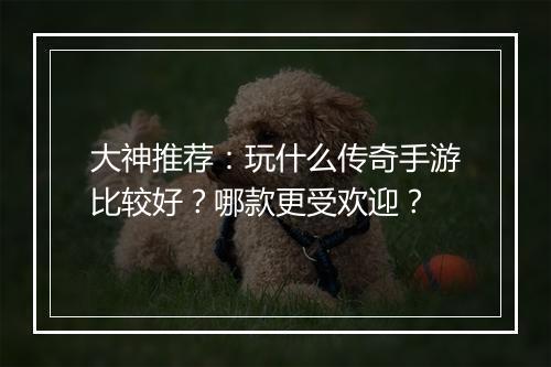 大神推荐：玩什么传奇手游比较好？哪款更受欢迎？