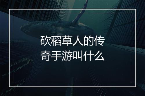 砍稻草人的传奇手游叫什么
