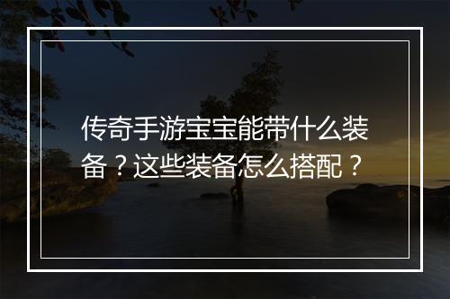 传奇手游宝宝能带什么装备？这些装备怎么搭配？