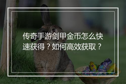 传奇手游剑甲金币怎么快速获得？如何高效获取？