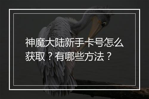 神魔大陆新手卡号怎么获取？有哪些方法？