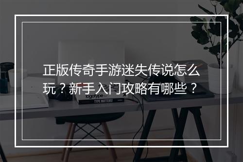 正版传奇手游迷失传说怎么玩？新手入门攻略有哪些？